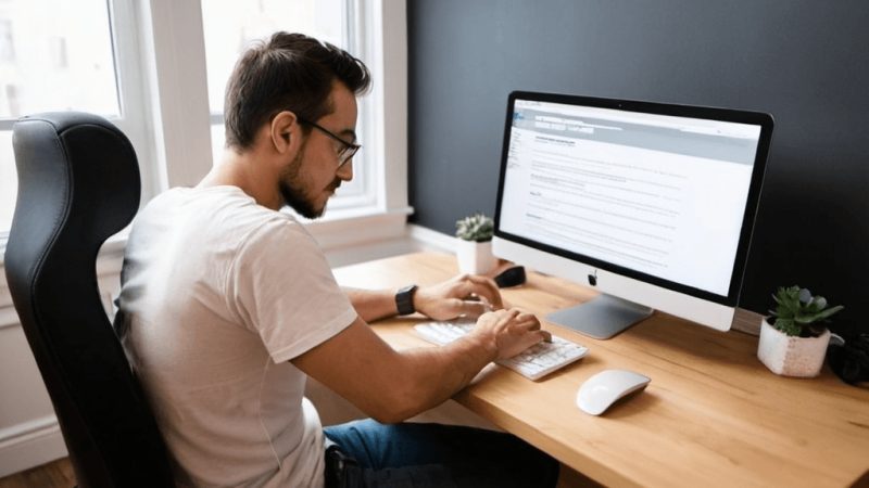 Web developer working on Wordpress