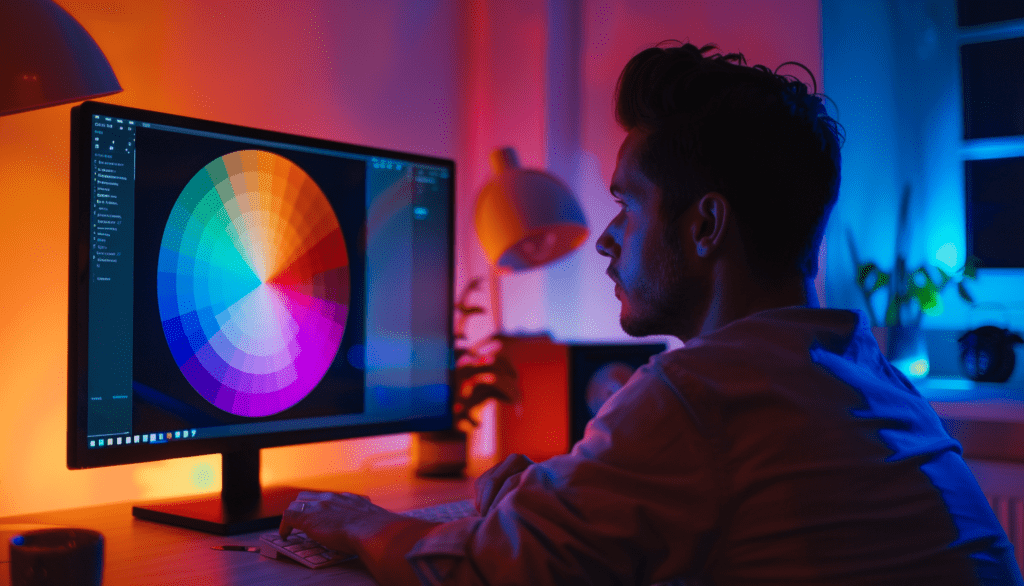 Color wheel illustrating primary, secondary, and tertiary colors for choosing the right color scheme for your website.