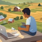 Starlink satellite dish in a rural setting providing internet access for remote work.