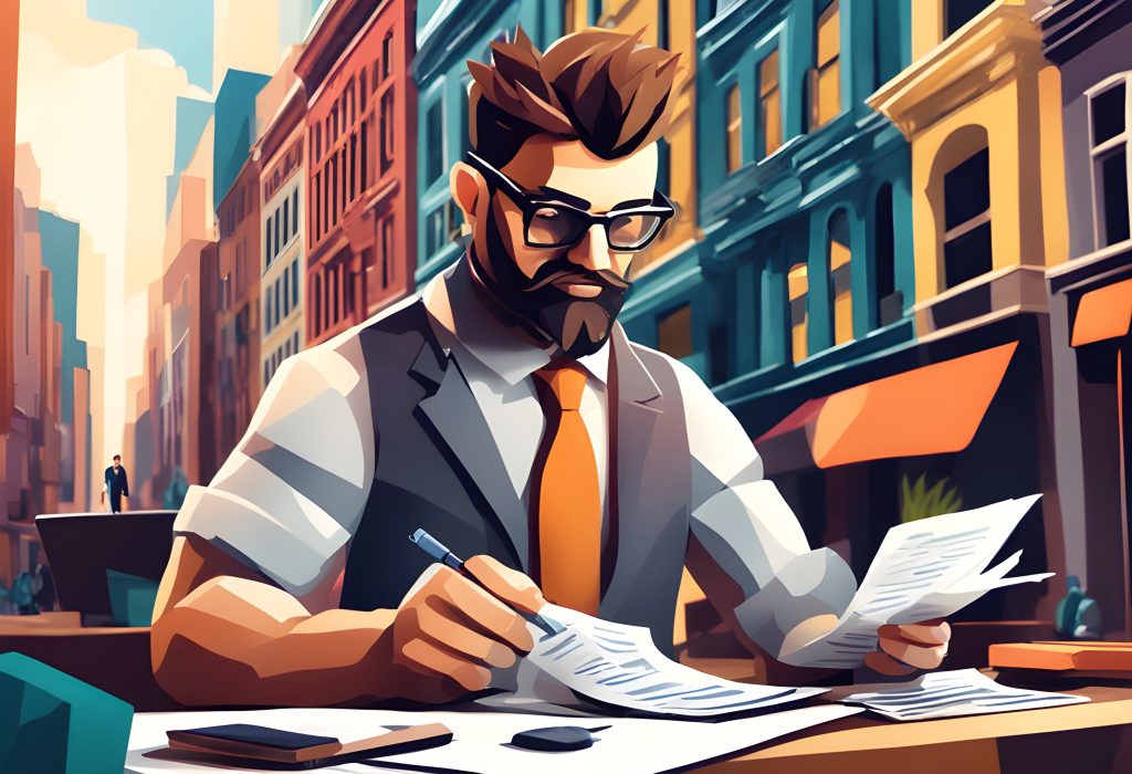 CPA helping small business owner with tax preparation